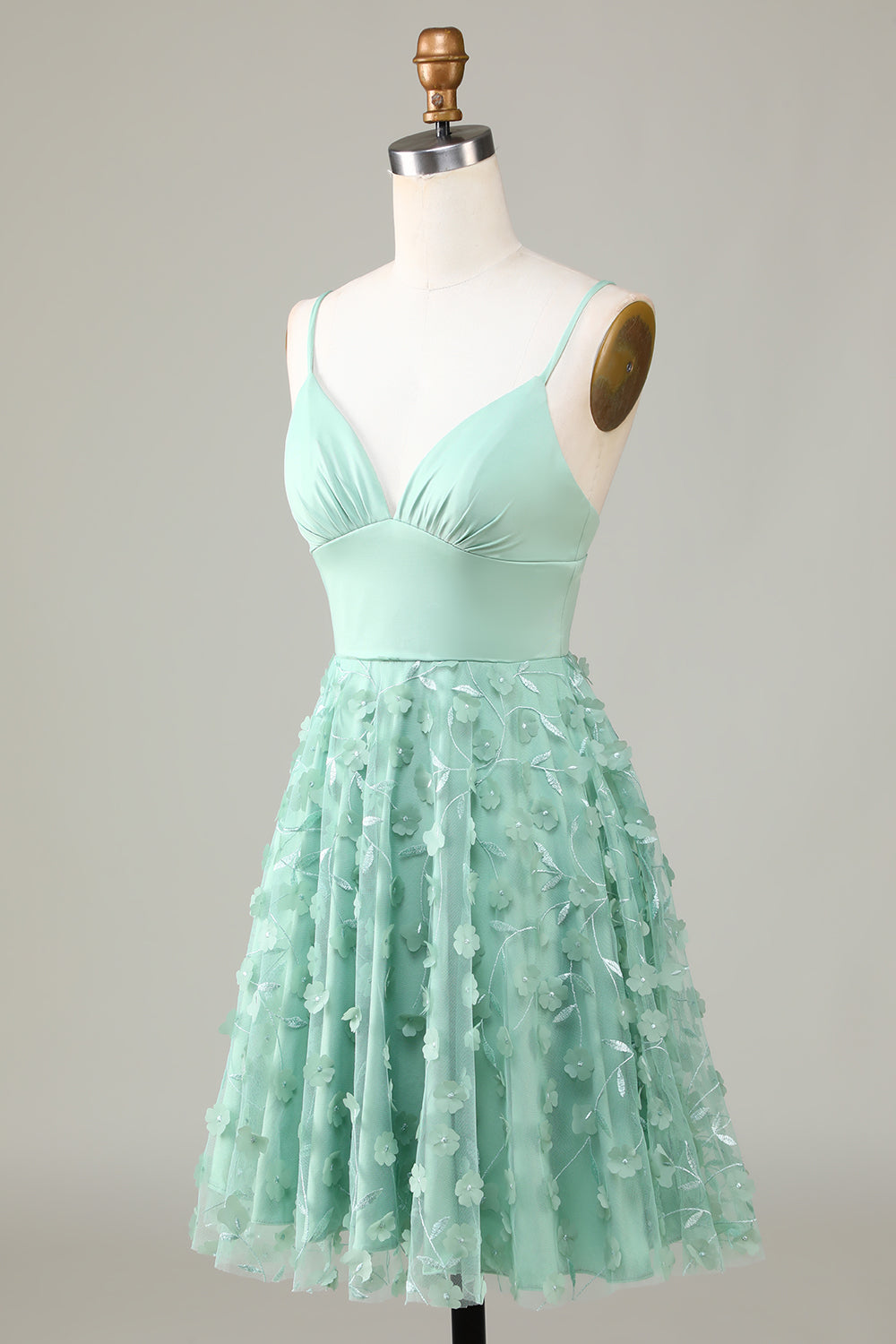 A-Línea Tirantes de Espagueti Vestido de Dama de Honor Con Apliques