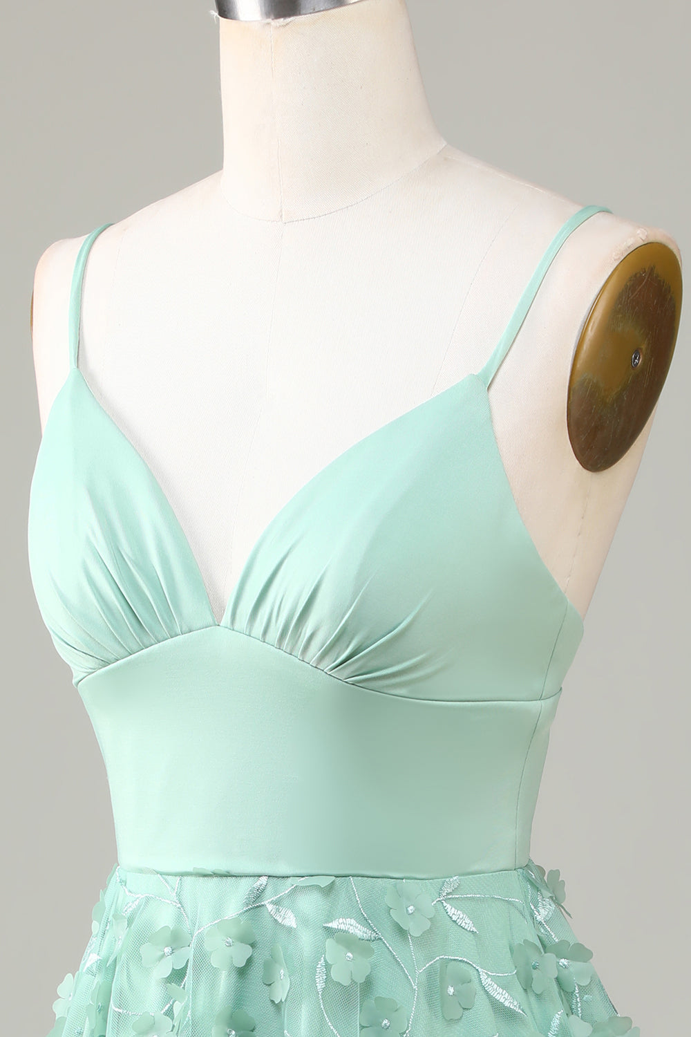 A-Línea Tirantes de Espagueti Vestido de Dama de Honor Con Apliques