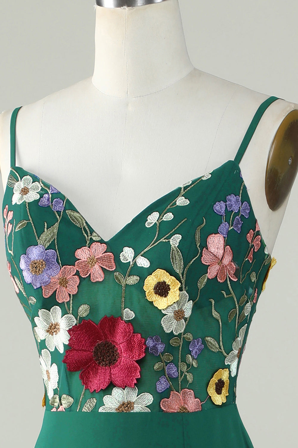 A-Línea Tirantes de Espagueti Vestido de Dama de Honor Verde Oscuro