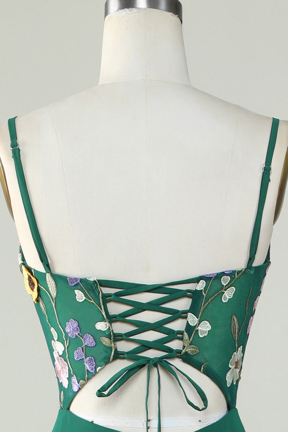 A-Línea Tirantes de Espagueti Vestido de Dama de Honor Verde Oscuro