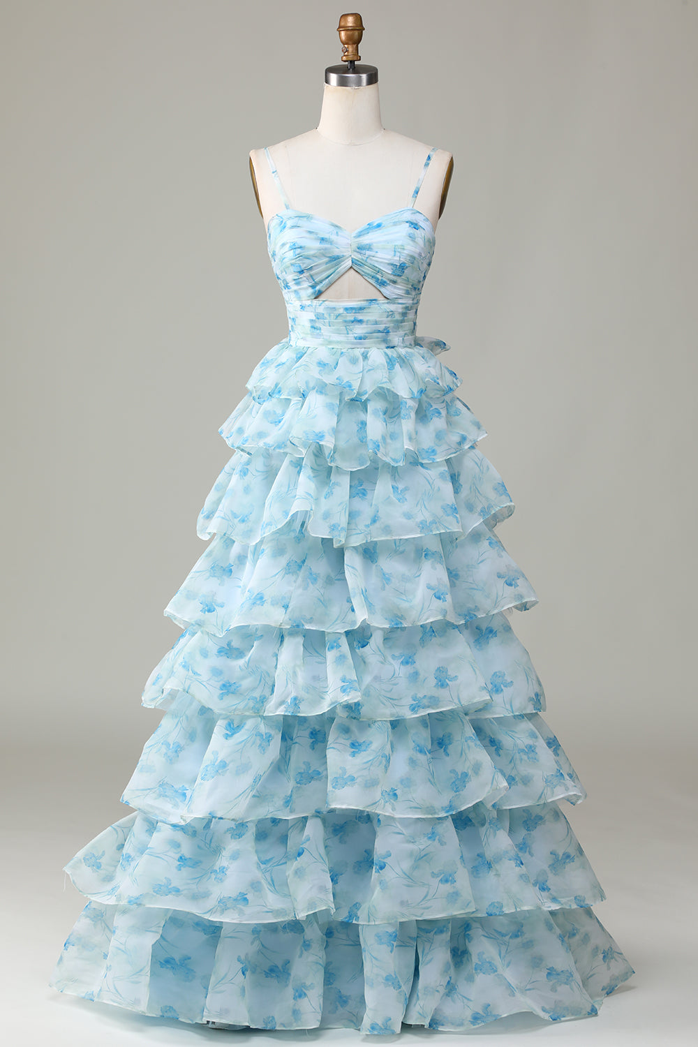 Correas de Espagueti Vestido de Dama de Honor Azul