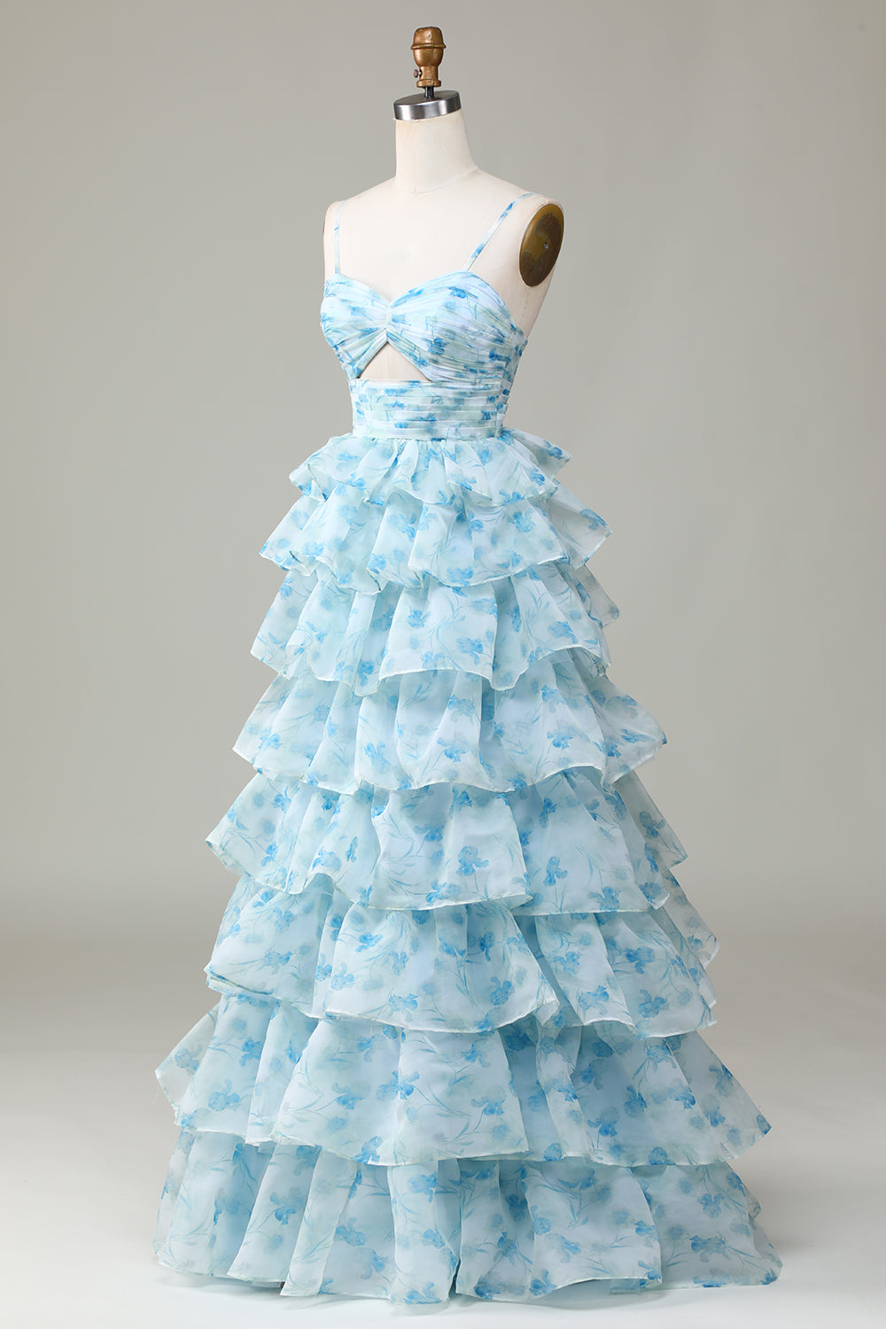 Correas de Espagueti Vestido de Dama de Honor Azul