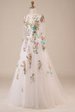 Tul Mangas Largas Vestido de Novia Marfil