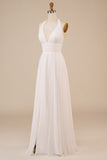 A-Line Halter Ivory Sweep Train Vestido de novia con hendidura