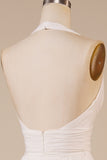 A-Line Halter Ivory Sweep Train Vestido de novia con hendidura