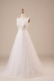 Vestido de novia largo de tul brillante con cuentas de marfil