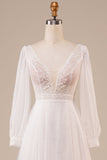A-Line Tul Beaded Ivory Vestido de novia con mangas