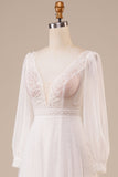 A-Line Tul Beaded Ivory Vestido de novia con mangas
