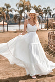 A-Line Simple Long Beach Simple Vestido de novia