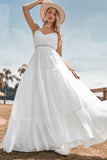 A-Line Simple Long Beach Simple Vestido de novia