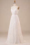 A-Line Simple vestido de novia largo