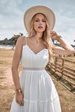 A-Line Simple Long Beach Simple Vestido de novia