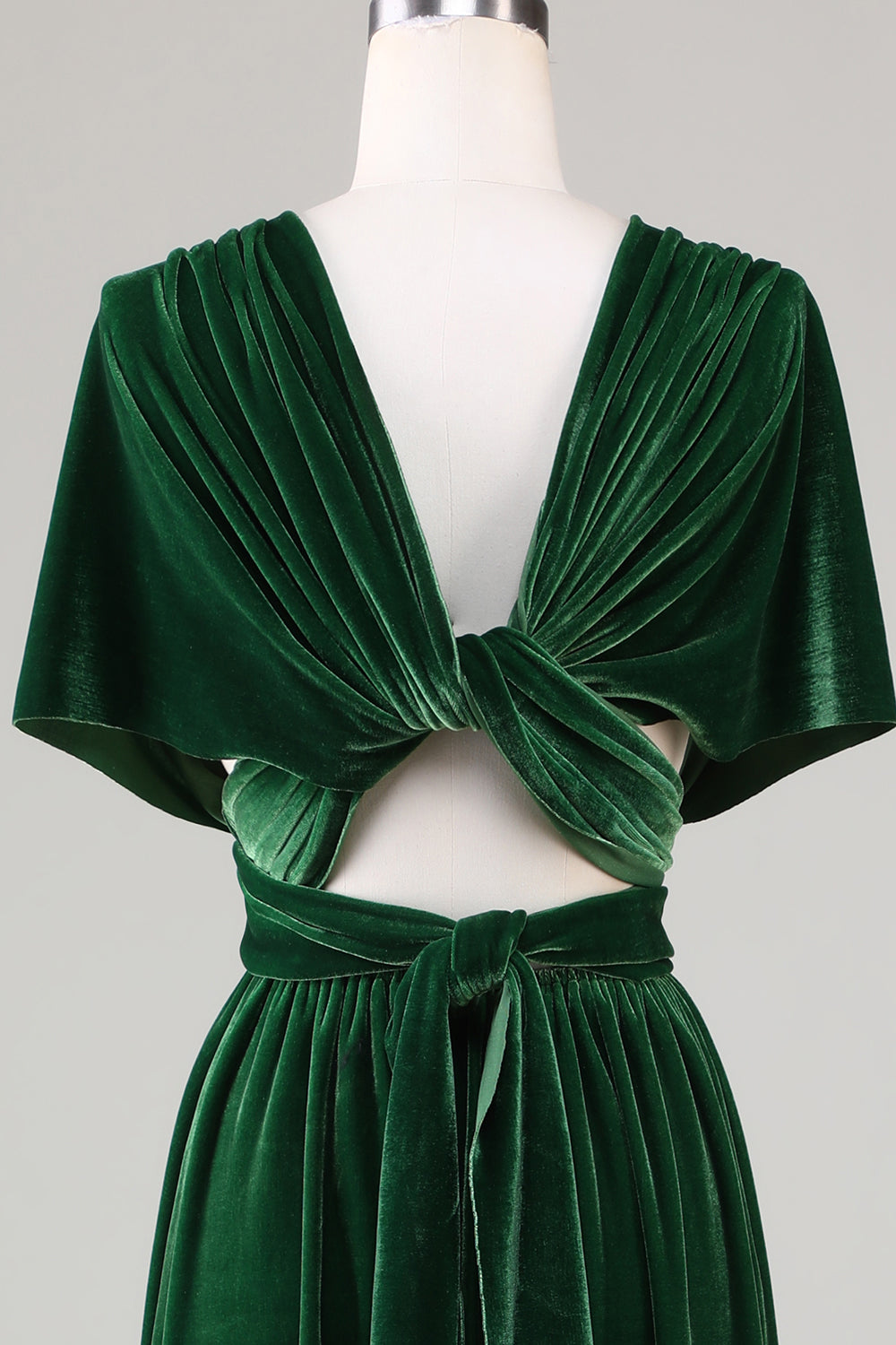 Verde Oscuro Terciopelo Vestido de Dama de Honor