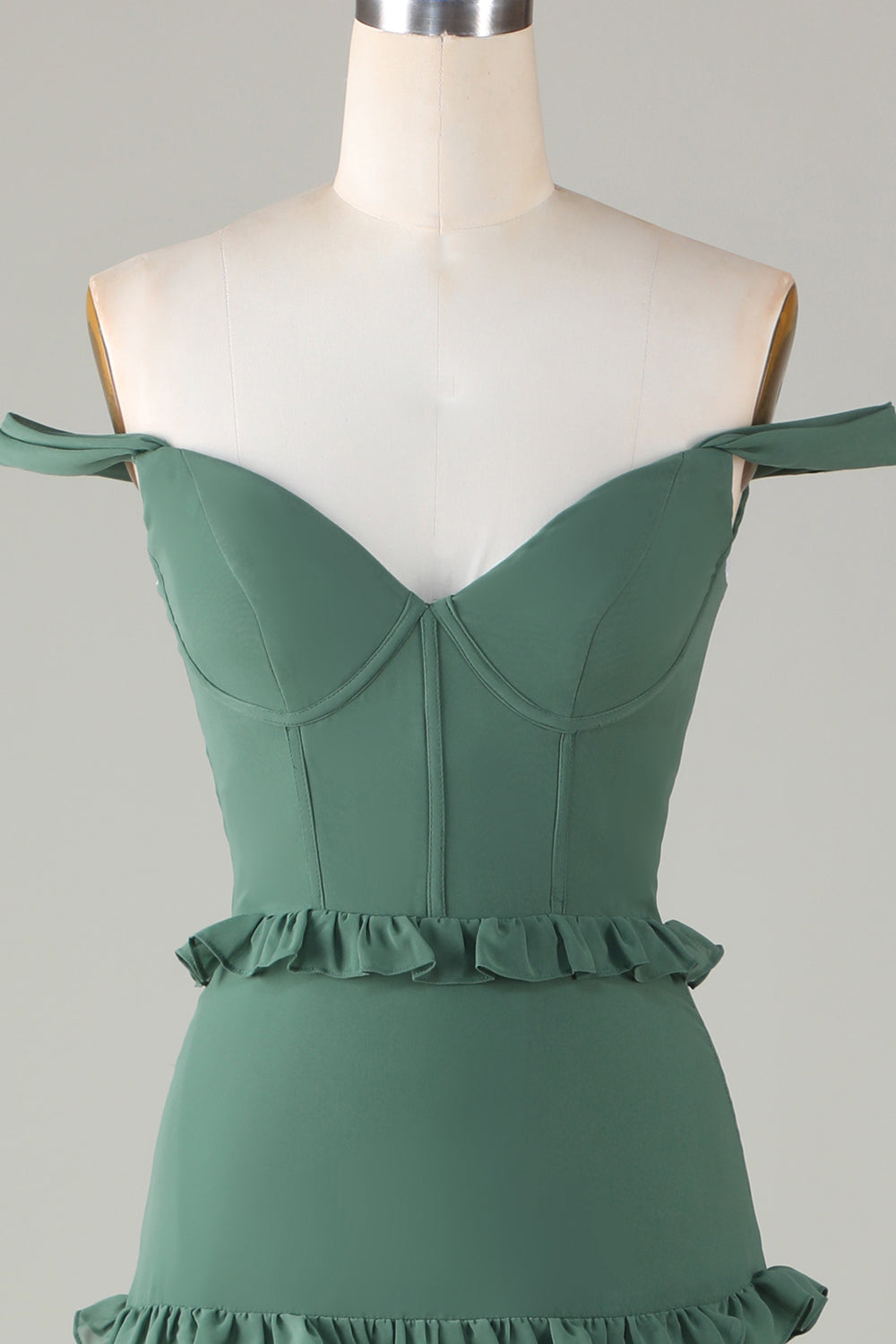 Eucalipto del hombro Corsé Vestido de dama de honor largo