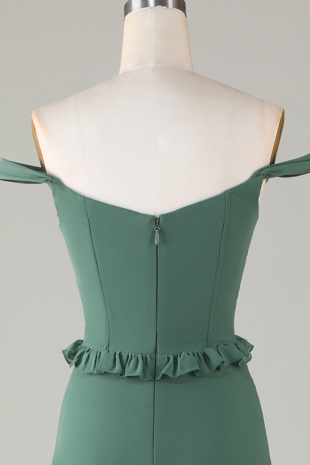 Eucalipto del hombro Corsé Vestido de dama de honor largo