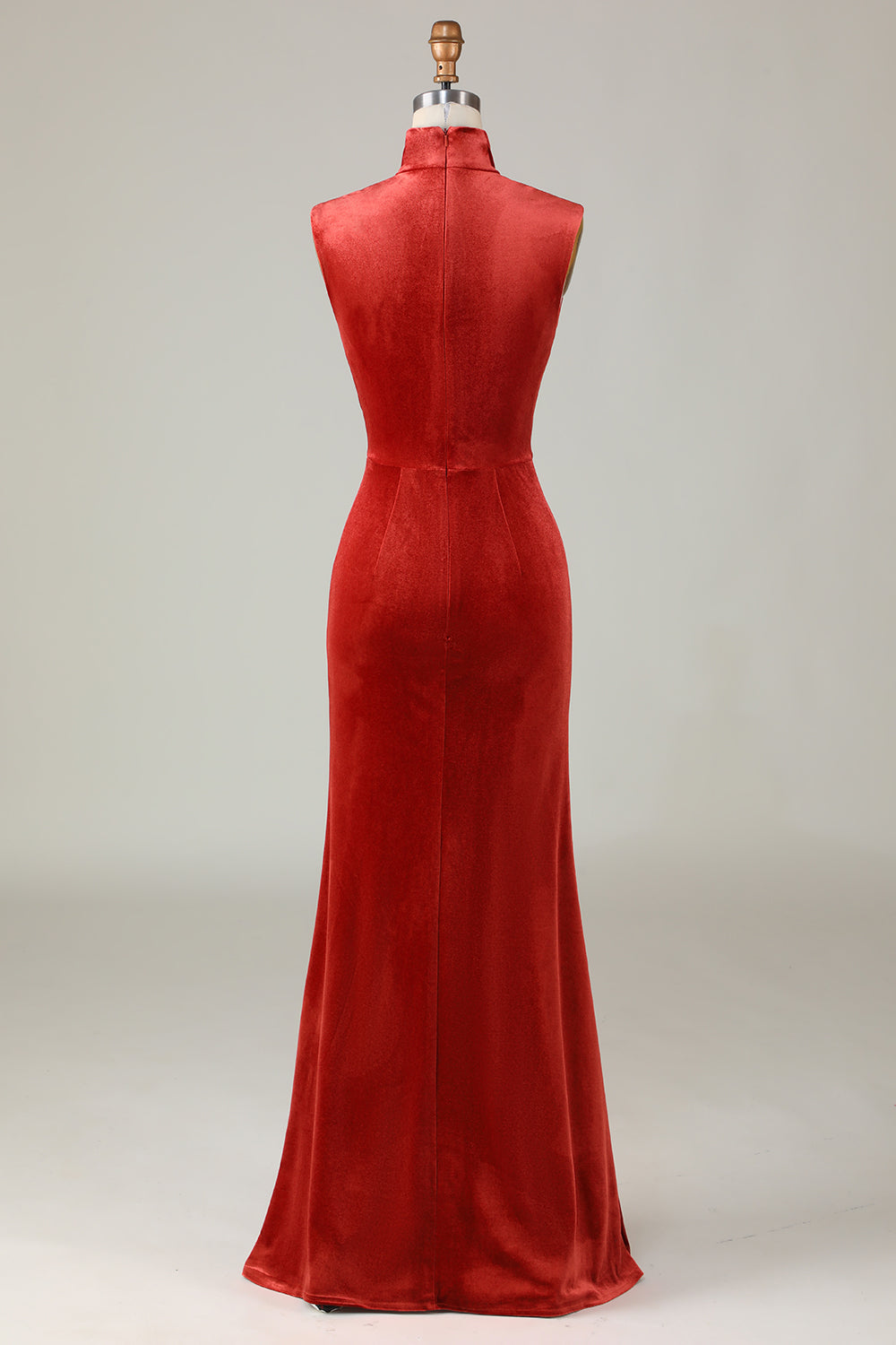 Sirena Terracota Velvet Vestido de dama de honor sin mangas