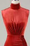 Sirena Terracota Velvet Vestido de dama de honor sin mangas