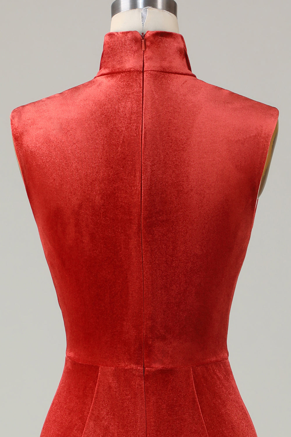Sirena Terracota Velvet Vestido de dama de honor sin mangas