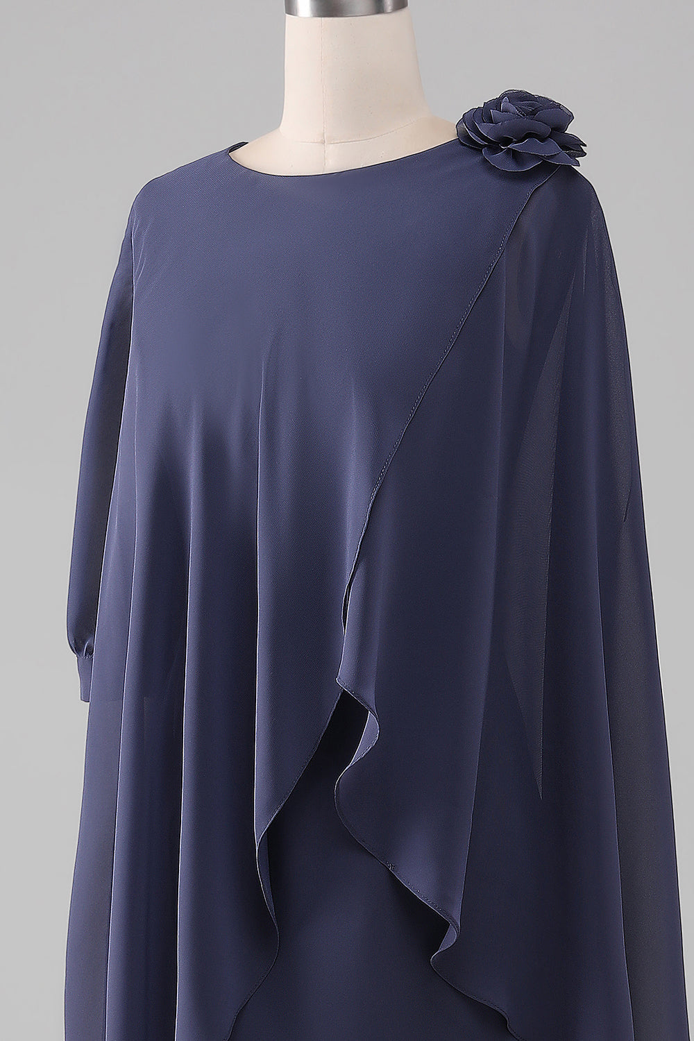 Vaina / Columna Scoop Abalorios De Gasa Hasta La Rodilla Madre Del Vestido De La Novia