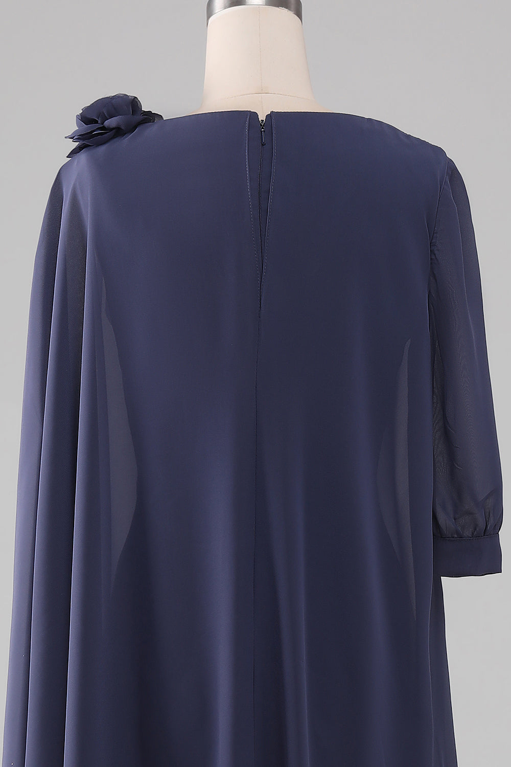 Vaina / Columna Scoop Abalorios De Gasa Hasta La Rodilla Madre Del Vestido De La Novia