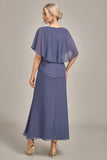 Sheath Scoop Tea-Length Stormy Chiffon Madre Del Vestido De La Novia