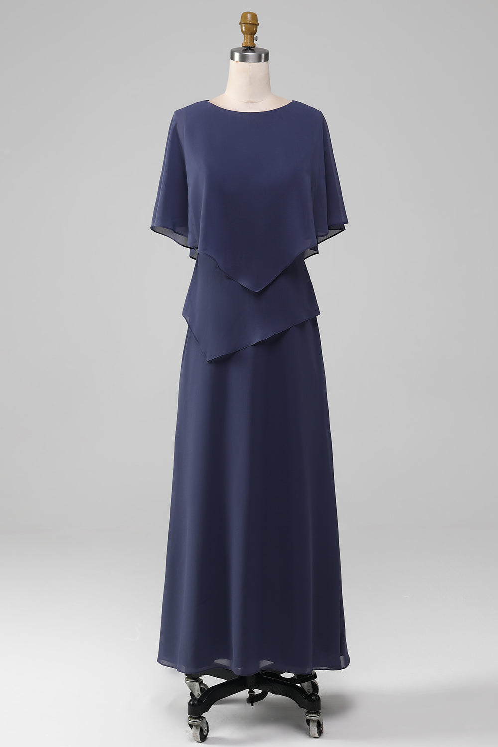 Vaina/Columna Scoop Tea-Length Stormy Chiffon Madre de la Novia Vestido