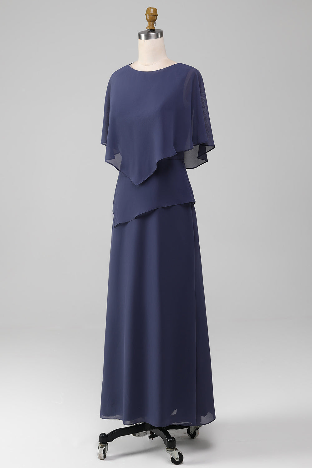 Vaina/Columna Scoop Tea-Length Stormy Chiffon Madre de la Novia Vestido