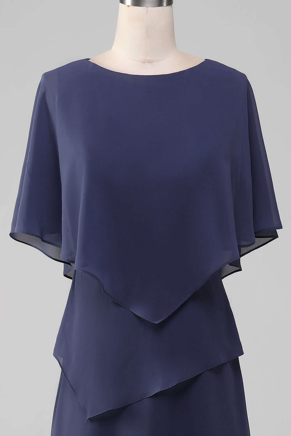 Vaina/Columna Scoop Tea-Length Stormy Chiffon Madre de la Novia Vestido