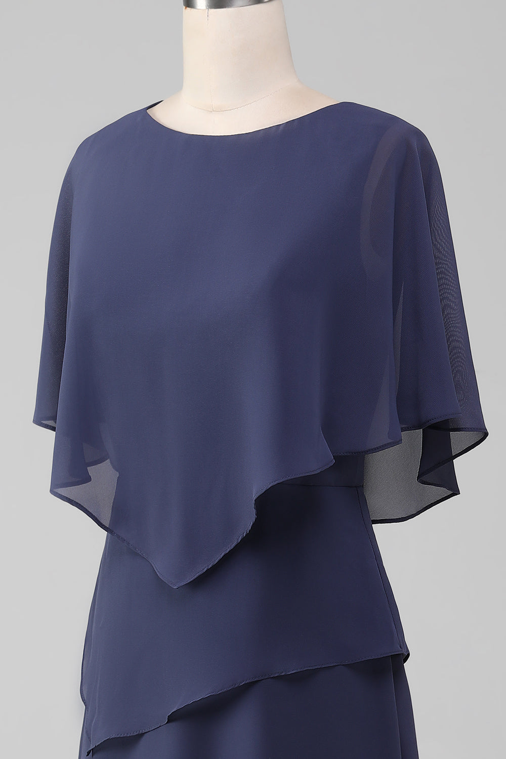 Vaina/Columna Scoop Tea-Length Stormy Chiffon Madre de la Novia Vestido