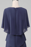 Vaina/Columna Scoop Tea-Length Stormy Chiffon Madre de la Novia Vestido