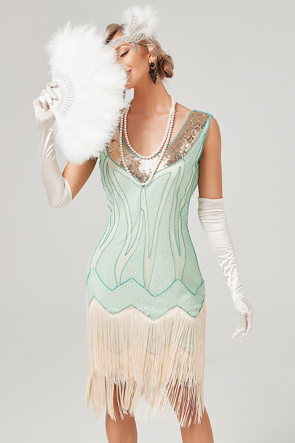 Lentejuelas Verde Vestido de 1920