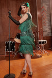 Champán Gatsby 1920s Vestido Lentejuelas Flecos