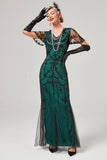 Lentejuelas Rojo Vestido Largo 1920s