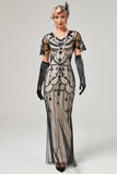 Lentejuelas Marfil 1920s Vestido Largo
