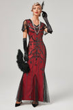 Lentejuelas Rojo Vestido Largo 1920s