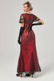 Lentejuelas Rojo Vestido Largo 1920s