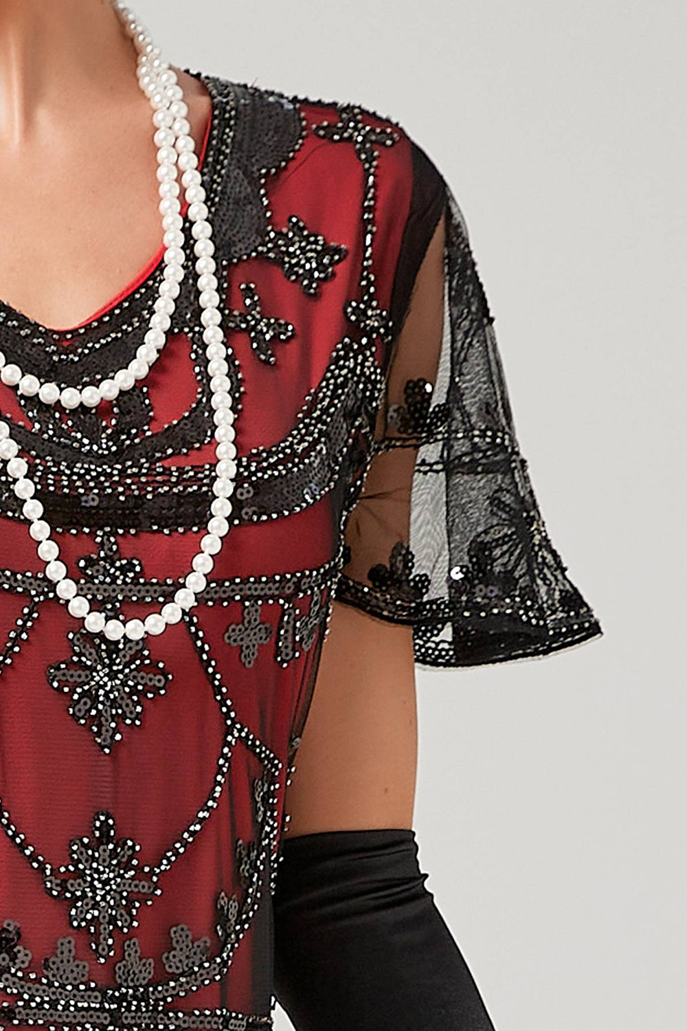 Lentejuelas Rojo Vestido Largo 1920s