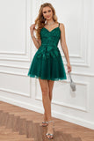 Vestido de cóctel verde oscuro escote A