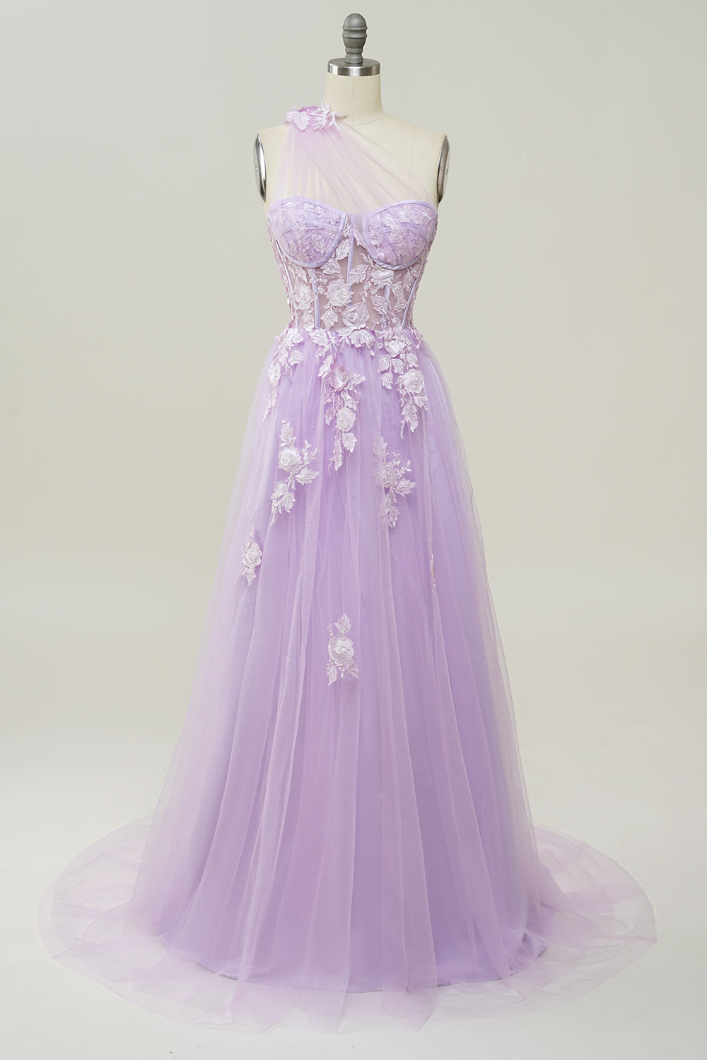 Vestido Largo de Fiesta Con Apliques Azul Cielo