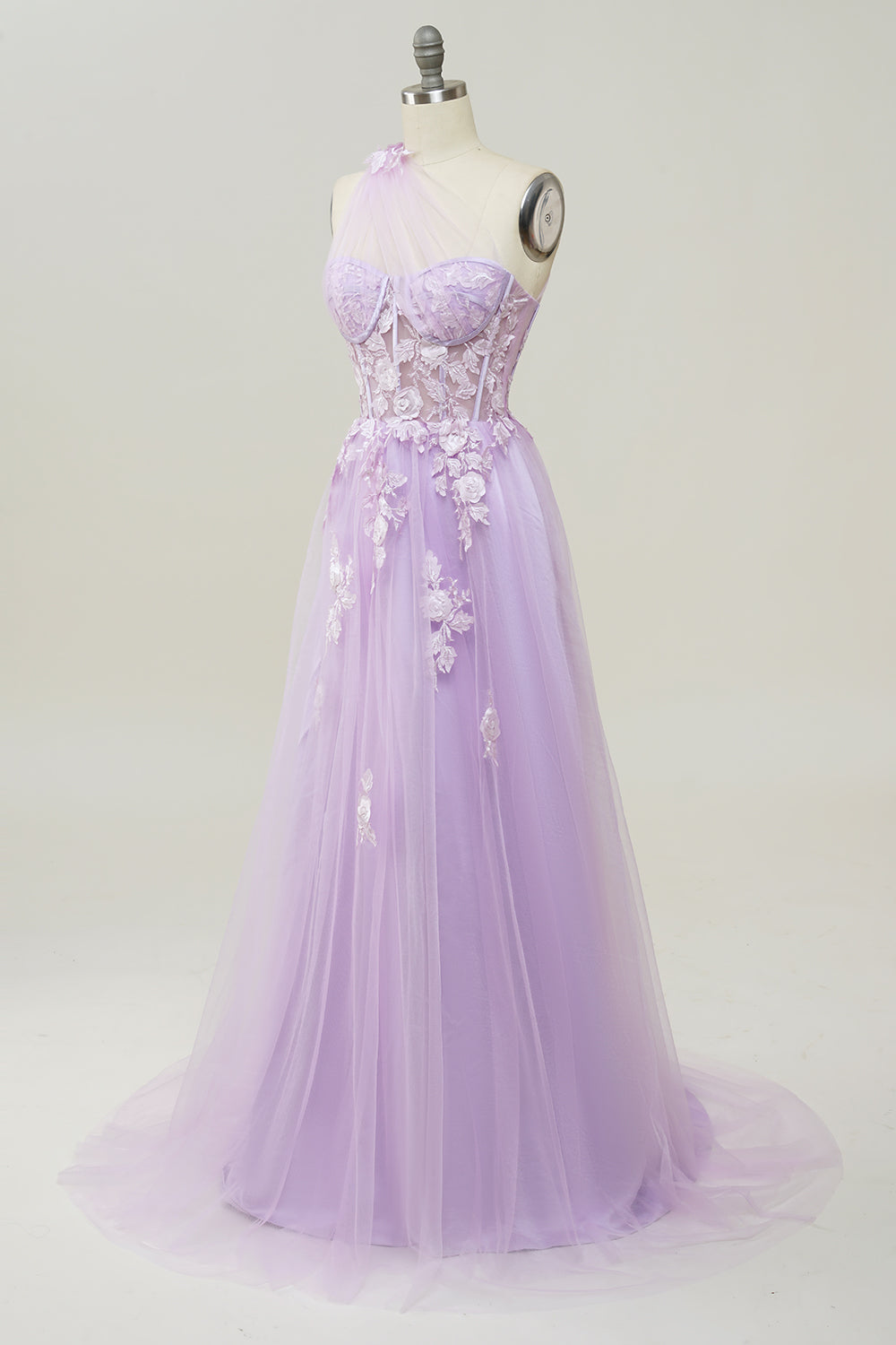 Vestido Largo de Fiesta Con Apliques Azul Cielo