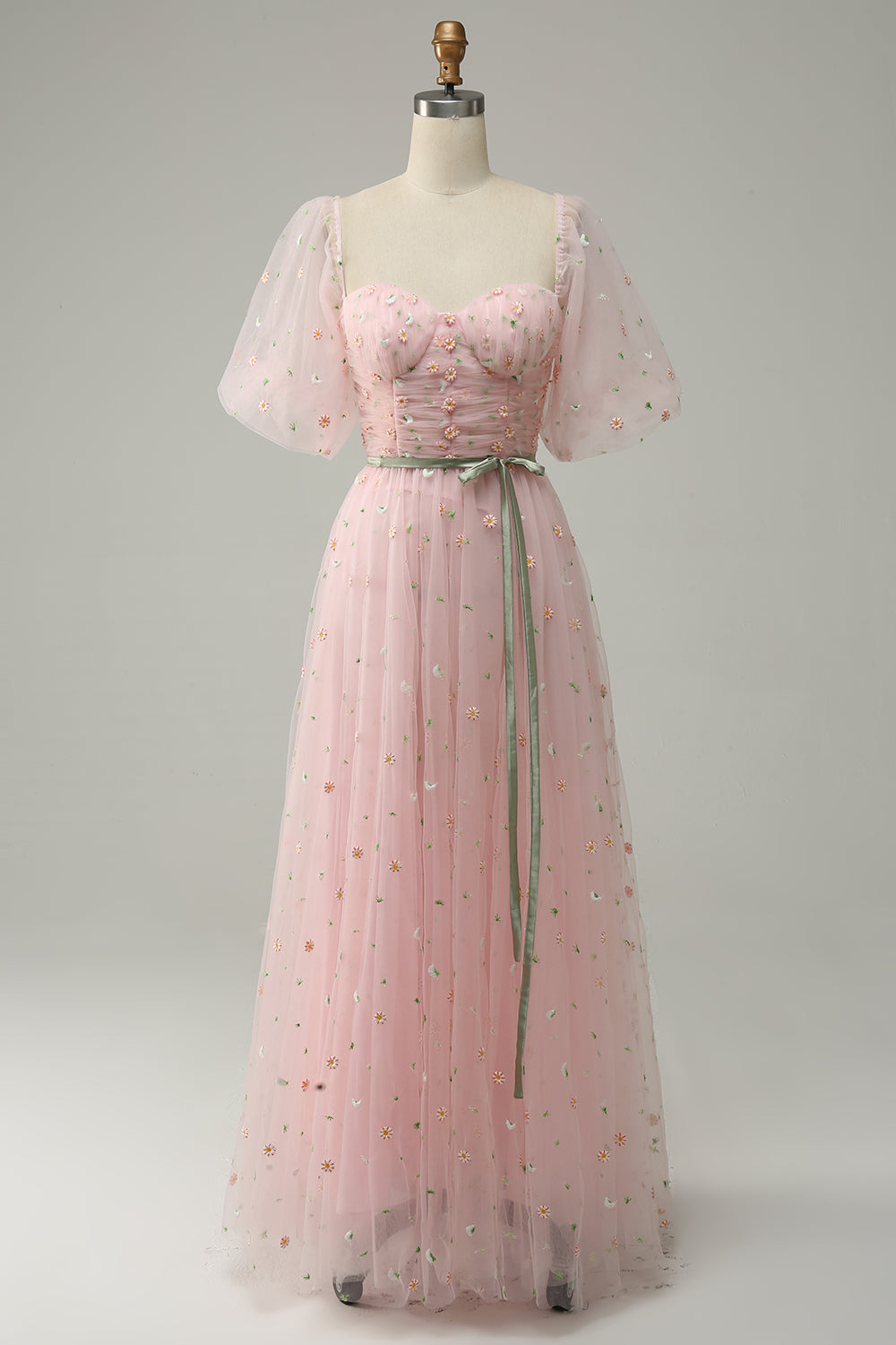 A Línea Rosa Vestido de Graduación Con Bordado