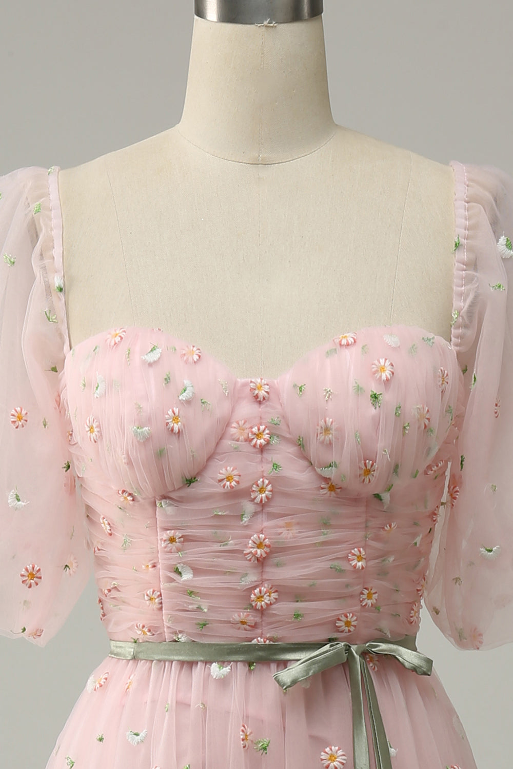 A Línea Rosa Vestido de Graduación Con Bordado