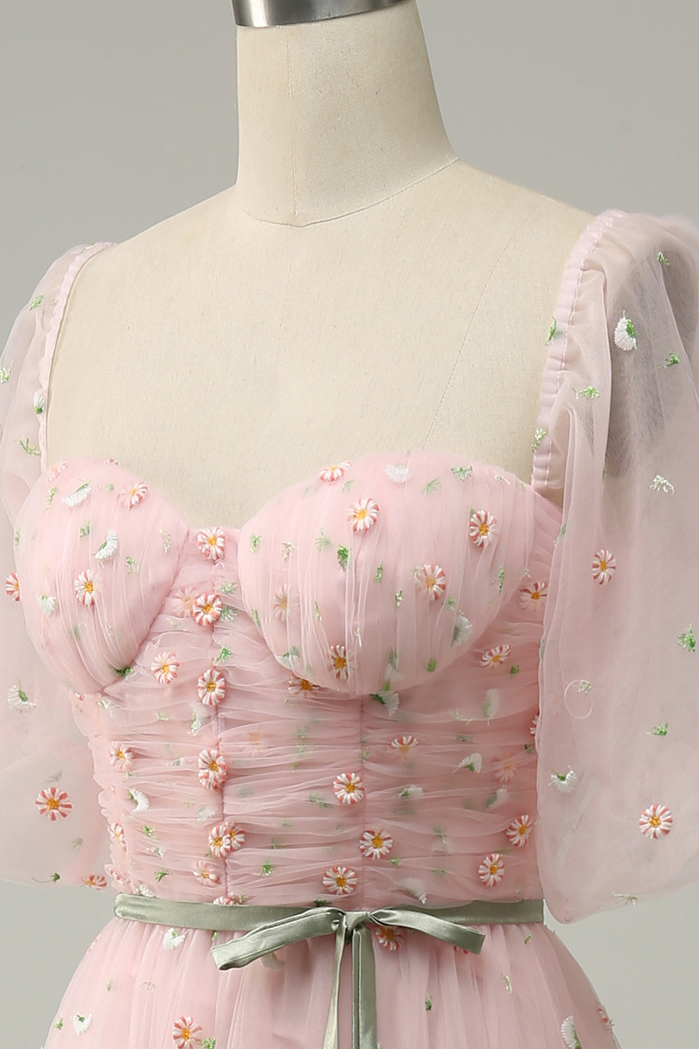 A Línea Rosa Vestido de Graduación Con Bordado