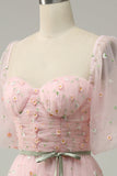 A Línea Rosa Vestido de Graduación Con Bordado
