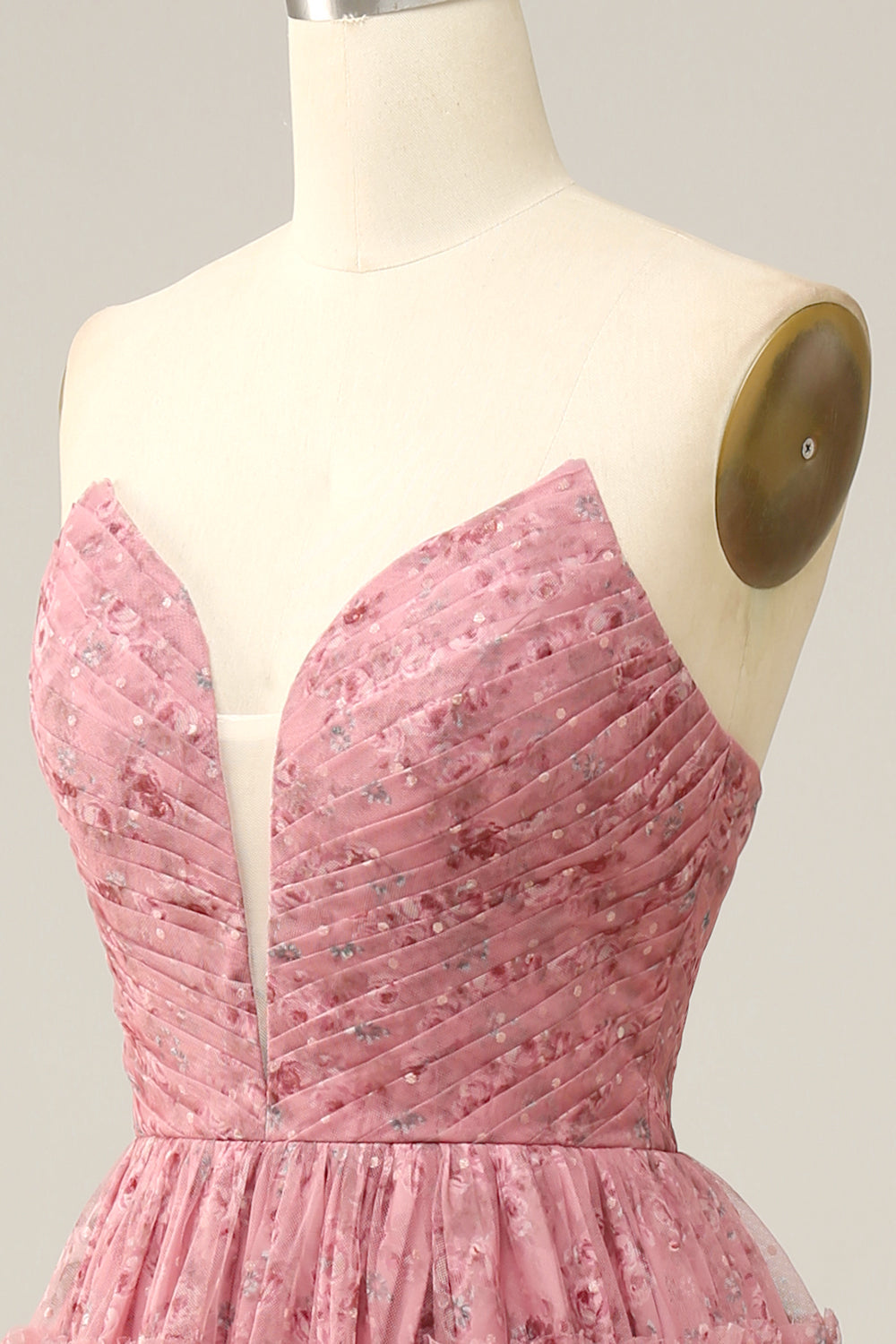 Rosa Escote Corazón Vestido de Fiesta