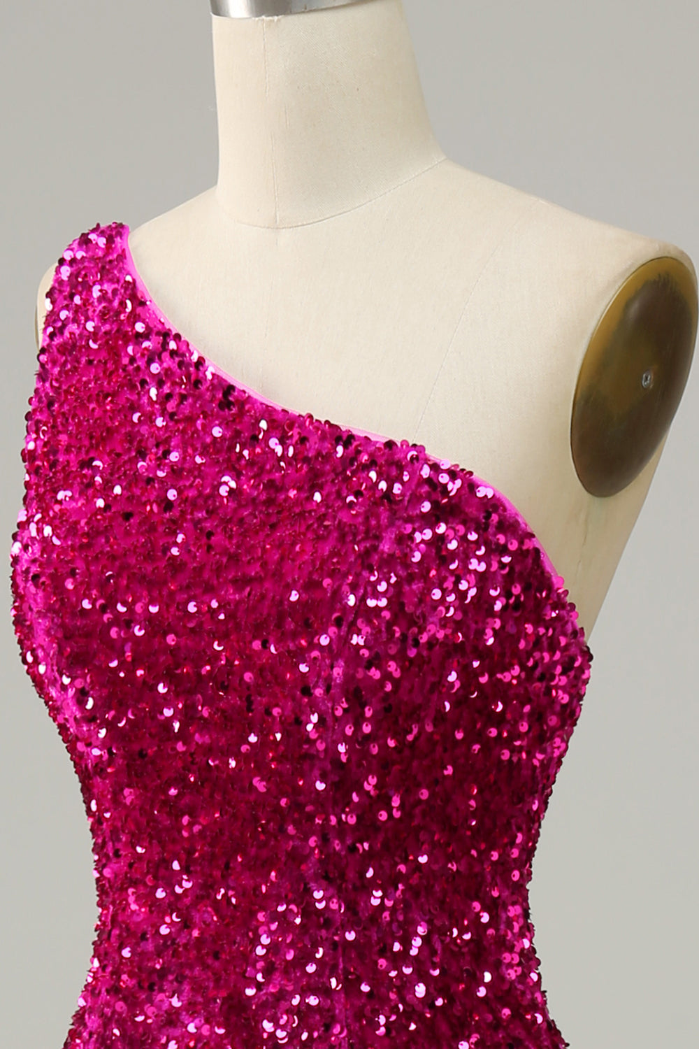 Un Hombro Lentejuelas Sirena Vestido de Fiesta