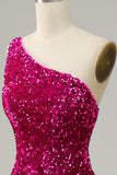 Un Hombro Lentejuelas Sirena Vestido de Fiesta
