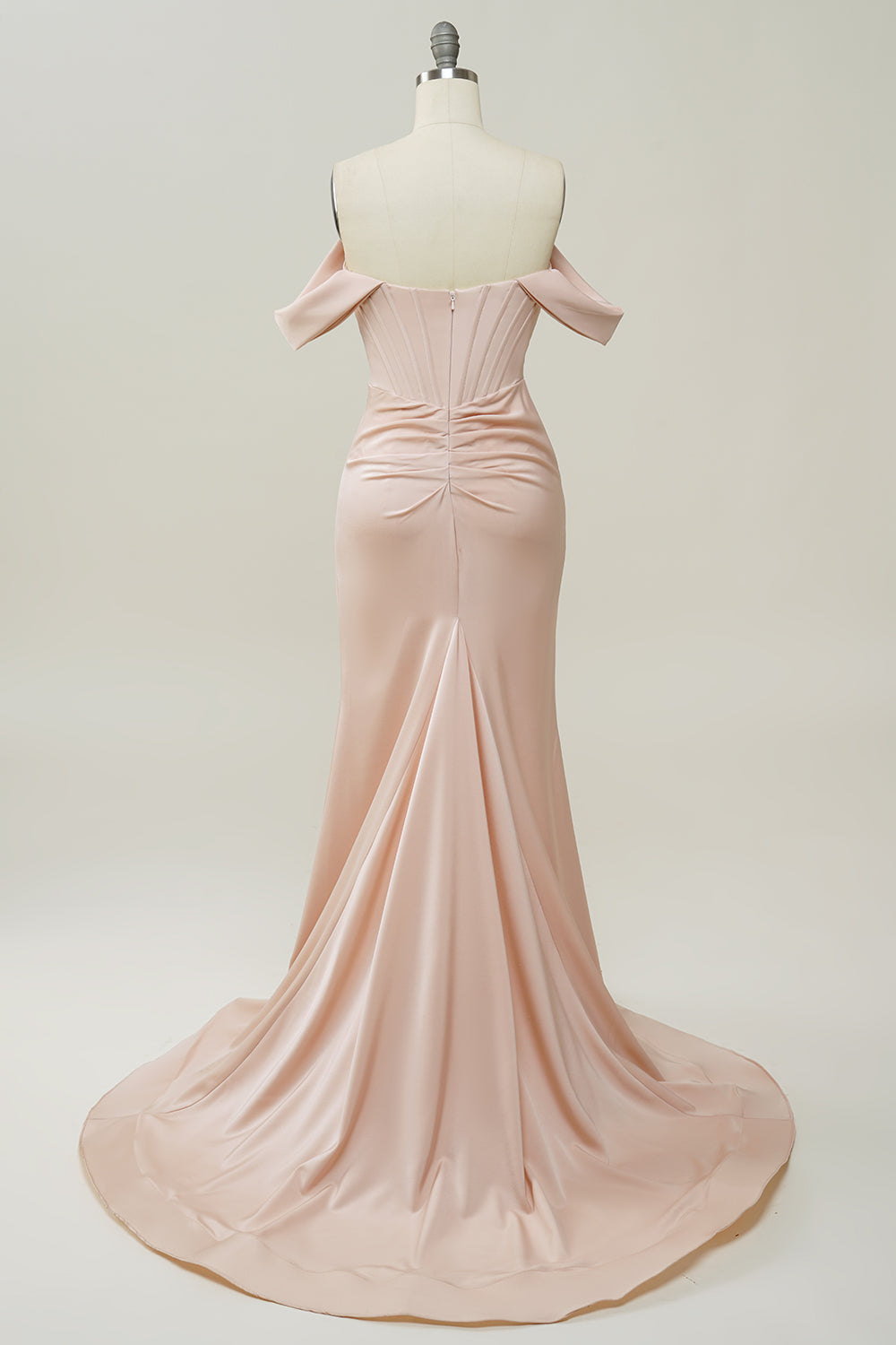 Rosa Hombro Descubierto Sirena Vestido de Fiesta