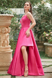Fucsia Tirantes de Espagueti A-Línea Vestido de Fiesta