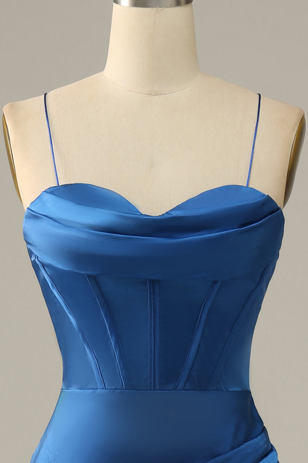 Azul Real Tirantes de Espagueti Sirena Vestido Formal